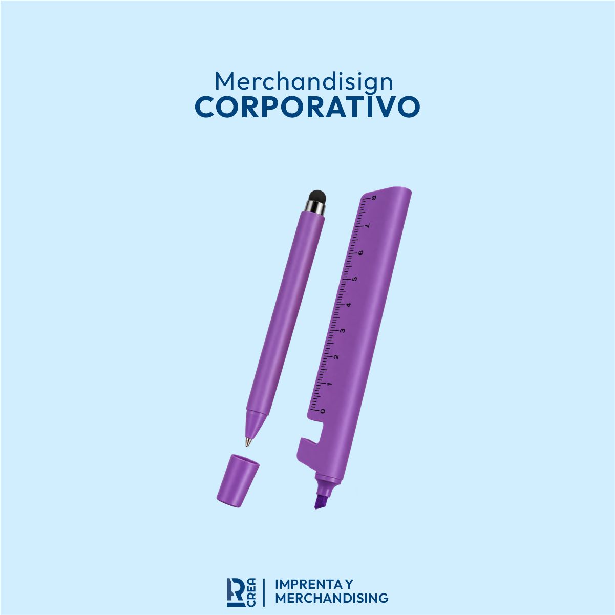 LAPICERO PLÁSTICO CON TOUCH, RESALTADOR Y REGLA LAPICERO PLÁSTICO CON TOUCH, RESALTADOR Y REGLA - Imagen 1