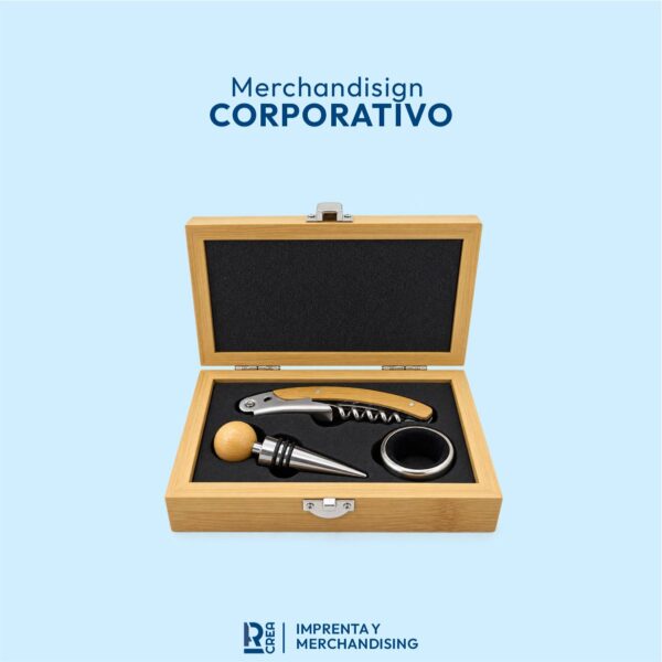SET DE VINO RECTANGULAR DE MADERA